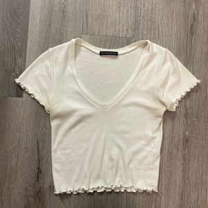 brandy melville white short sleeve v neck